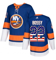 Men's Adidas New York Islanders #22 Mike Bossy Authentic Royal Blue USA Flag Fashion NHL Jersey
