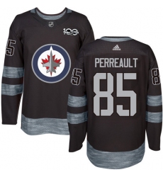 Men's Adidas Winnipeg Jets #85 Mathieu Perreault Premier Black 1917-2017 100th Anniversary NHL Jersey