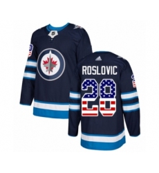 Men's Adidas Winnipeg Jets #28 Jack Roslovic Authentic Navy Blue USA Flag Fashion NHL Jersey