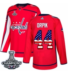 Youth Adidas Washington Capitals #44 Brooks Orpik Authentic Red USA Flag Fashion 2018 Stanley Cup Final Champions NHL Jersey