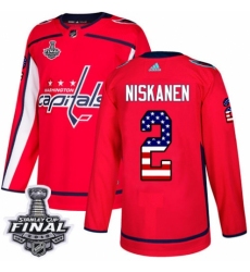Youth Adidas Washington Capitals #2 Matt Niskanen Authentic Red USA Flag Fashion 2018 Stanley Cup Final NHL Jersey