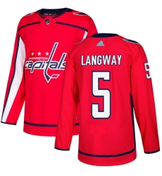 Men's Adidas Washington Capitals #5 Rod Langway Authentic Red Home NHL Jersey