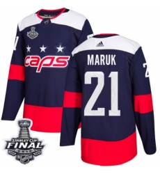Men's Adidas Washington Capitals #21 Dennis Maruk Authentic Navy Blue 2018 Stadium Series 2018 Stanley Cup Final NHL Jersey