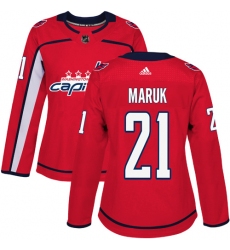 Women's Adidas Washington Capitals #21 Dennis Maruk Authentic Red Home NHL Jersey