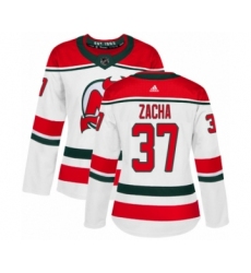 Women's Adidas New Jersey Devils #37 Pavel Zacha Authentic White Alternate NHL Jersey