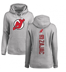 NHL Women's Adidas New Jersey Devils #19 Travis Zajac Ash Backer Pullover Hoodie