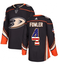 Youth Adidas Anaheim Ducks #4 Cam Fowler Authentic Black USA Flag Fashion NHL Jersey