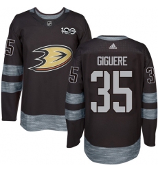 Men's Adidas Anaheim Ducks #35 Jean-Sebastien Giguere Authentic Black 1917-2017 100th Anniversary NHL Jersey