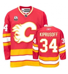 Men's Reebok Calgary Flames #34 Miikka Kiprusoff Authentic Red 30th Patch NHL Jersey