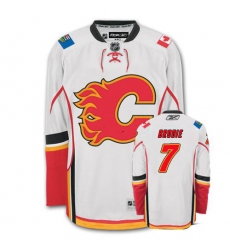 Men's Reebok Calgary Flames #7 TJ Brodie Authentic White Away NHL Jersey