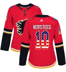 Women's Adidas Calgary Flames #10 Kris Versteeg Authentic Red USA Flag Fashion NHL Jersey