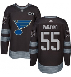 Men's Adidas St. Louis Blues #55 Colton Parayko Authentic Black 1917-2017 100th Anniversary NHL Jersey
