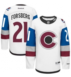 Men's Reebok Colorado Avalanche #21 Peter Forsberg Authentic White 2016 Stadium Series NHL Jersey