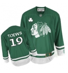 Men's Reebok Chicago Blackhawks #19 Jonathan Toews Authentic Green St Patty's Day NHL Jersey