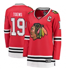 Women's Chicago Blackhawks #19 Jonathan Toews Fanatics Branded Red Home Breakaway NHL Jersey