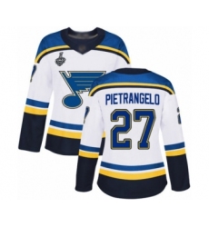 Women's St. Louis Blues #27 Alex Pietrangelo Authentic White Away 2019 Stanley Cup Final Bound Hockey Jersey