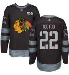 Men's Adidas Chicago Blackhawks #22 Jordin Tootoo Authentic Black 1917-2017 100th Anniversary NHL Jersey