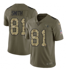Youth Nike Tennessee Titans #81 Jonnu Smith Limited Olive/Camo 2017 Salute to Service NFL Jersey