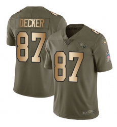 Men's Nike Tennessee Titans #87 Eric Decker Limited Olive/Gold 2017 Salute to Service NFL Jersey