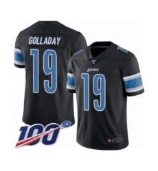 Men's Detroit Lions #19 Kenny Golladay Limited Black Rush Vapor Untouchable 100th Season Football Jersey