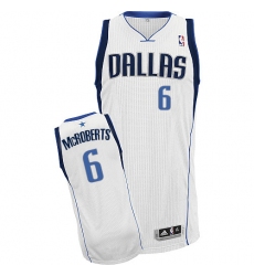 Men's Adidas Dallas Mavericks #6 Josh McRoberts Authentic White Home NBA Jersey