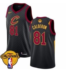 Men's Nike Cleveland Cavaliers #81 Jose Calderon Authentic Black 2018 NBA Finals Bound NBA Jersey Statement Edition