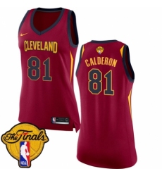 Women's Nike Cleveland Cavaliers #81 Jose Calderon Swingman Maroon 2018 NBA Finals Bound NBA Jersey - Icon Edition