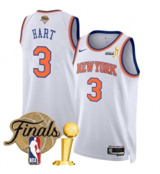 New Yok Knicks #3 Josh Hart White 2026 Finals And Finals Champions Association Edition Stitched Basketball Jersey