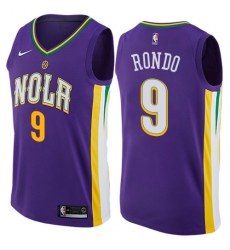 Men's Nike New Orleans Pelicans #9 Rajon Rondo Authentic Purple NBA Jersey - City Edition