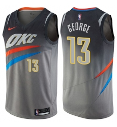 Men's Nike Oklahoma City Thunder #13 Paul George Swingman Gray NBA Jersey - City Edition