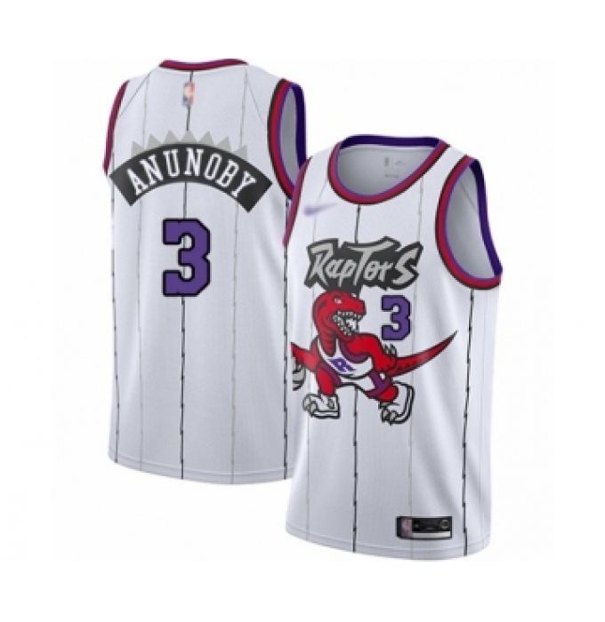 Men's Toronto Raptors #3 OG Anunoby Authentic White Hardwood Classics Basketball Jersey