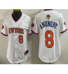 Women's New Yok Knicks #8 OG Anunoby White 2026 Finals Stitched Baseball Jersey