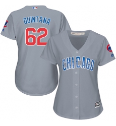 Women's Majestic Chicago Cubs #62 Jose Quintana Authentic Grey Road MLB Jersey