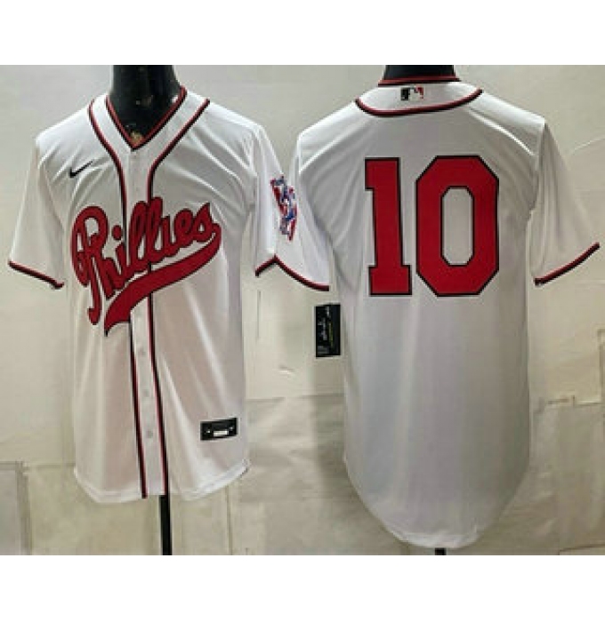 Men's Philadelphia Phillies #10 JT Realmuto White 2026 Field of Dreams Stadium Stitched Jersey