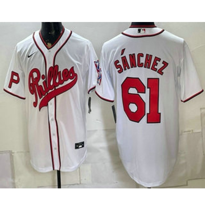 Men's Philadelphia Phillies #61 Cristopher Sanchez White 2026 Field of Dreams Stadium Stitched Jersey