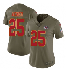 Women's Nike Kansas City Chiefs #25 Kenneth Acker Limited Olive 2017 Salute to Service NFL Jersey