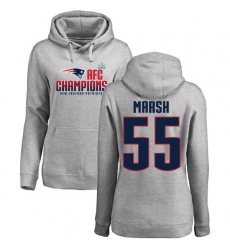 Women's Nike New England Patriots #55 Cassius Marsh Heather Gray 2017 AFC Champions Pullover Hoodie