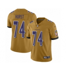 Men's Baltimore Ravens #74 James Hurst Limited Gold Inverted Legend Football Jersey