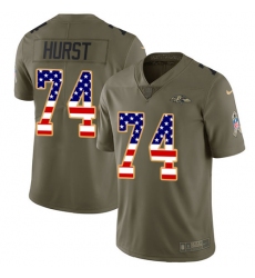 Youth Nike Baltimore Ravens #74 James Hurst Limited Olive/USA Flag Salute to Service NFL Jersey