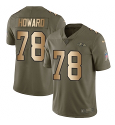 Men's Nike Baltimore Ravens #78 Austin Howard Limited Olive/Gold Salute to Service NFL Jersey