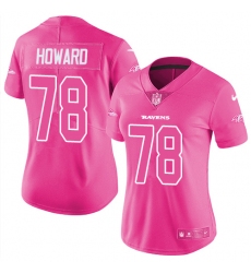 Women's Nike Baltimore Ravens #78 Austin Howard Limited Pink Rush Fashion NFL Jersey