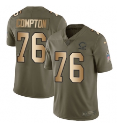 Youth Nike Chicago Bears #76 Tom Compton Limited Olive/Gold Salute to Service NFL Jersey