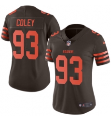 Women's Nike Cleveland Browns #93 Trevon Coley Limited Brown Rush Vapor Untouchable NFL Jersey