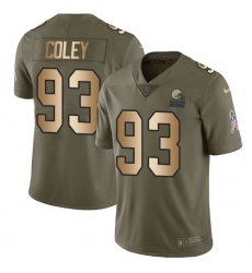 Youth Nike Cleveland Browns #93 Trevon Coley Limited Olive/Gold 2017 Salute to Service NFL Jersey