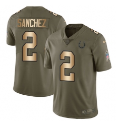 Men's Nike Indianapolis Colts #2 Rigoberto Sanchez Limited Olive/Gold 2017 Salute to Service NFL Jersey