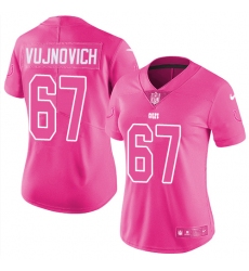 Women's Nike Indianapolis Colts #67 Jeremy Vujnovich Limited Pink Rush Fashion NFL Jersey