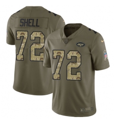 Men's Nike New York Jets #72 Brandon Shell Limited Olive/Camo 2017 Salute to Service NFL Jersey