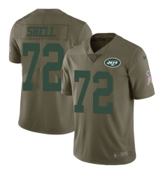 Youth Nike New York Jets #72 Brandon Shell Limited Olive 2017 Salute to Service NFL Jersey