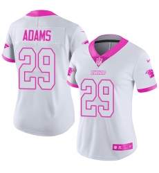 Women's Nike Carolina Panthers #29 Mike Adams Limited White/Pink Rush Fashion NFL Jersey
