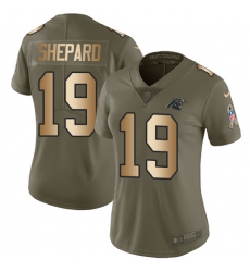 Women's Nike Carolina Panthers #19 Russell Shepard Limited Olive/Gold 2017 Salute to Service NFL Jersey